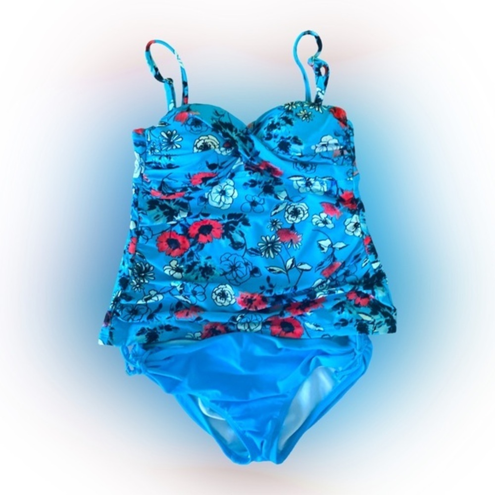 Ocean Avenue Two Piece Suit - S blue , white , nylon elastane ,